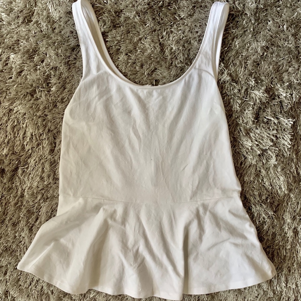 EXPRESS Peplum Tank Top Shirt Medium White M